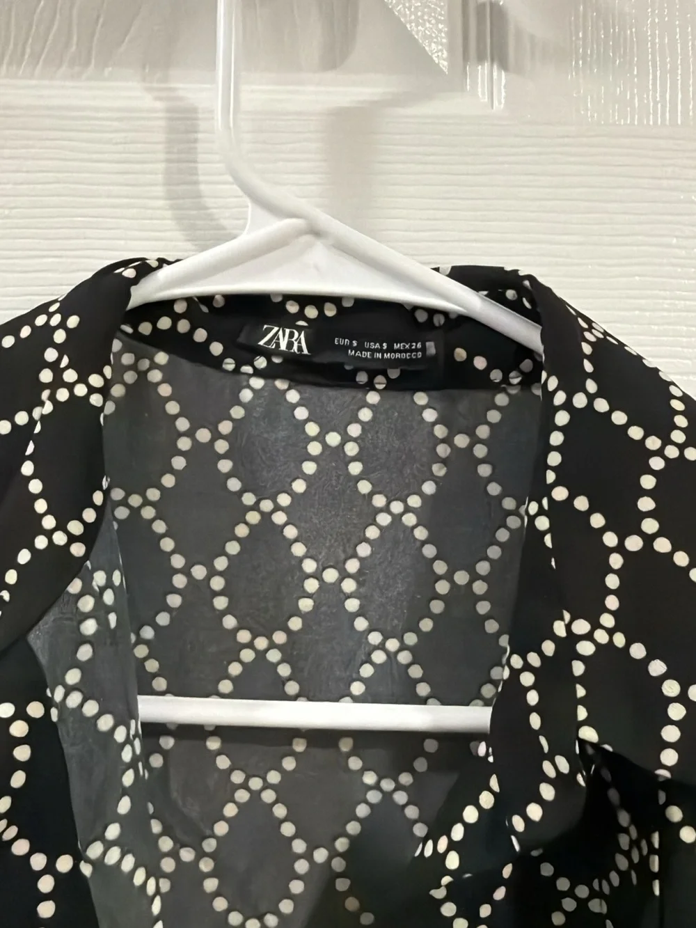 Zara Black Tunic with White Chain Dot Pattern